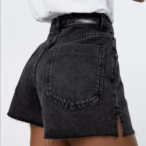 NWT Zara High Rise Denim Shorts Black